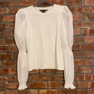 Veronica Beard L/S tee with poplin sleeve